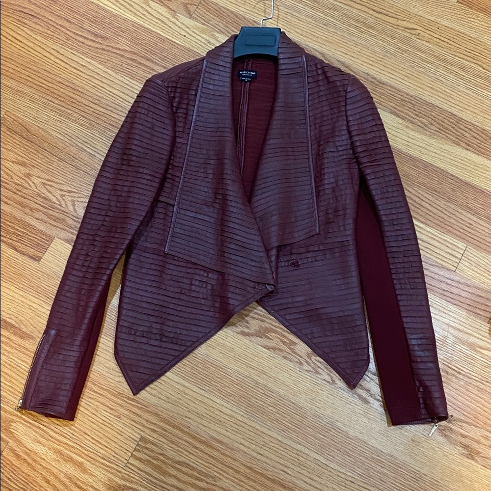Marciano Shayna wine burgundy maroon leather jacket